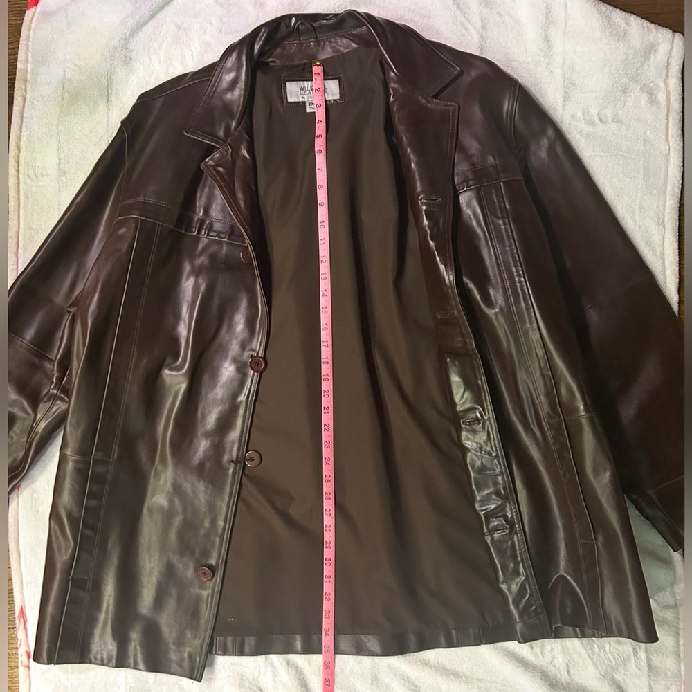 Wilson’s 100% Leather jacket 2XLT Brown Button-Up Coat - Picture 8 of 9